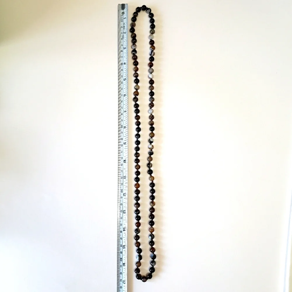 Gray smoky Agates beads Natural Stone Beads Necklace - Picture 2 of 6